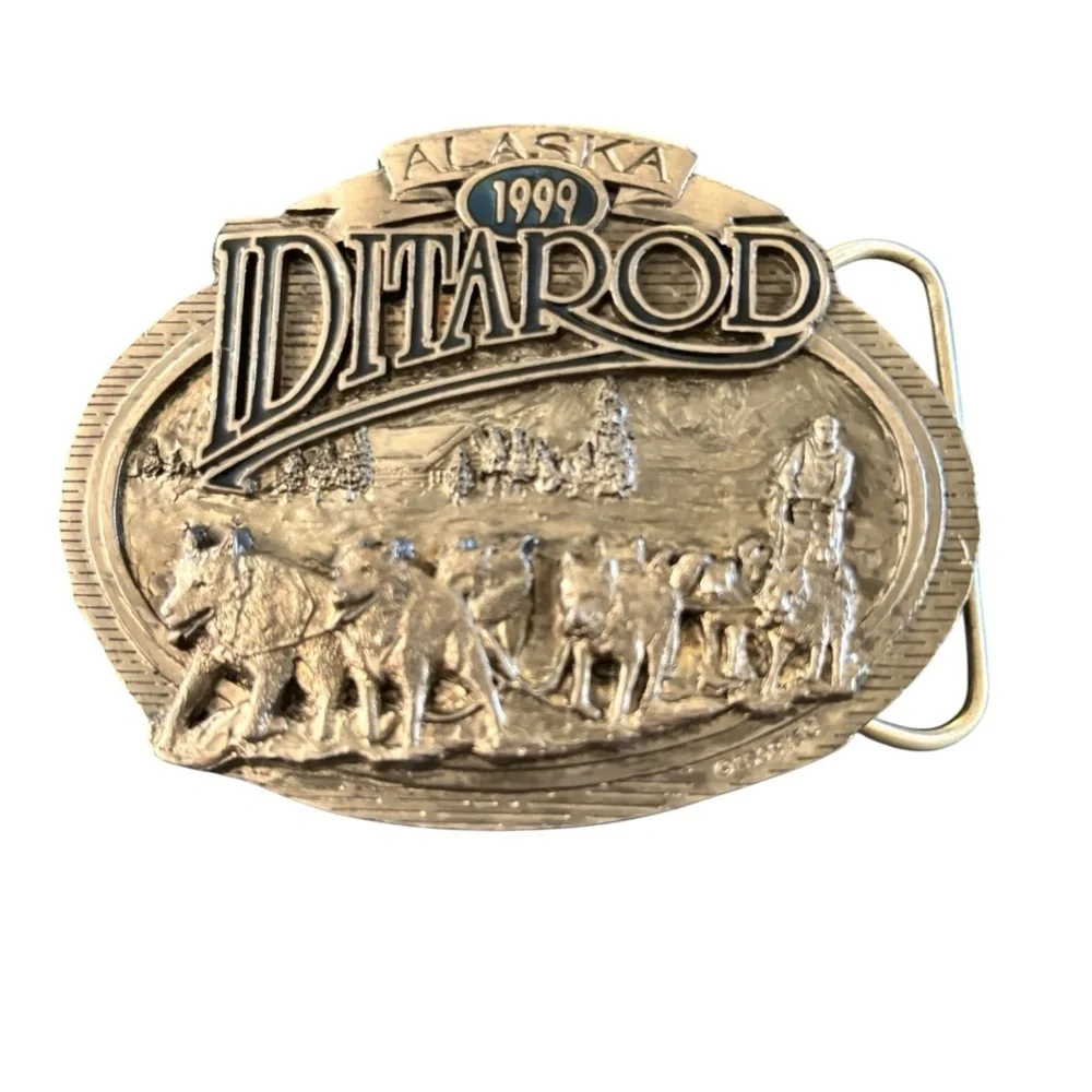 VTG IDITAROD Alaska 1999 Metal Commemorative Collectors Belt Buckle Pewter